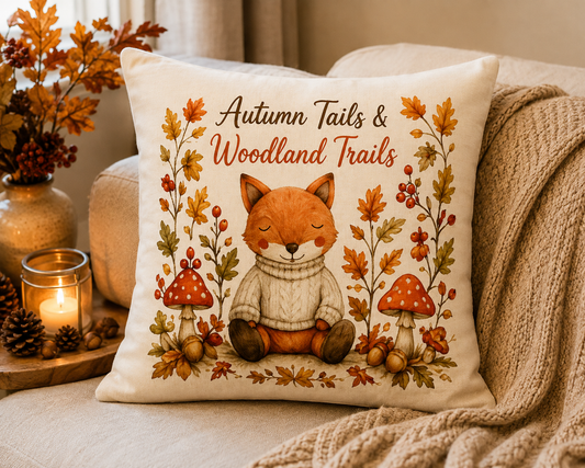 Autumn Tails & Woodland Trails Fox Cushion – 40 x 40cm