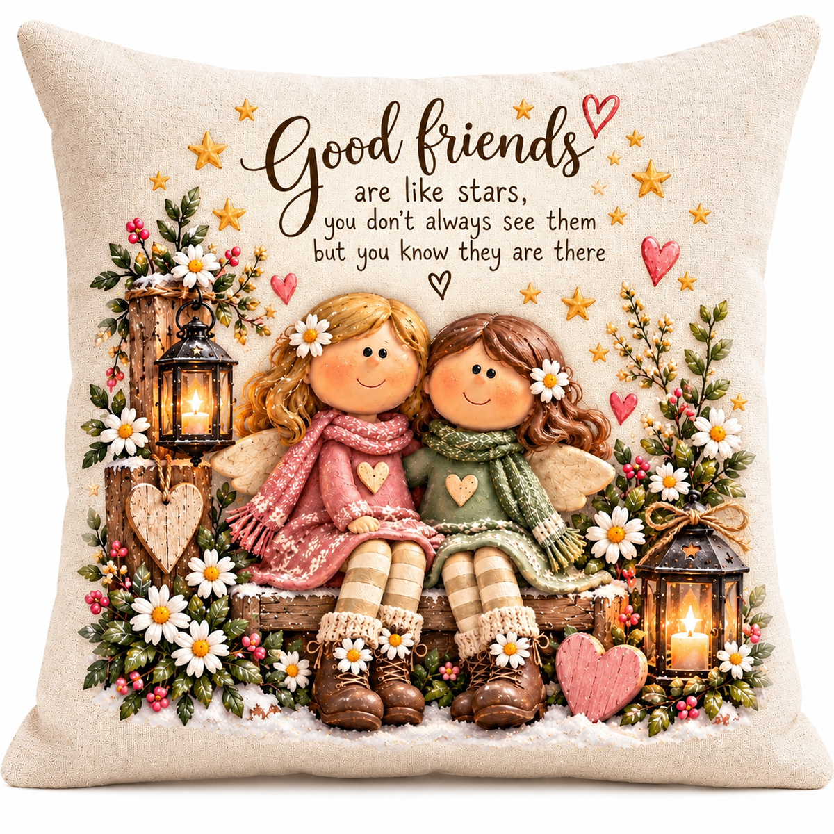 Good Friends Are Like Stars Friendship Cushion | Best Friend Gift | Sentimental Keepsake | Birthday or Thank You Gift | 40x40cm
