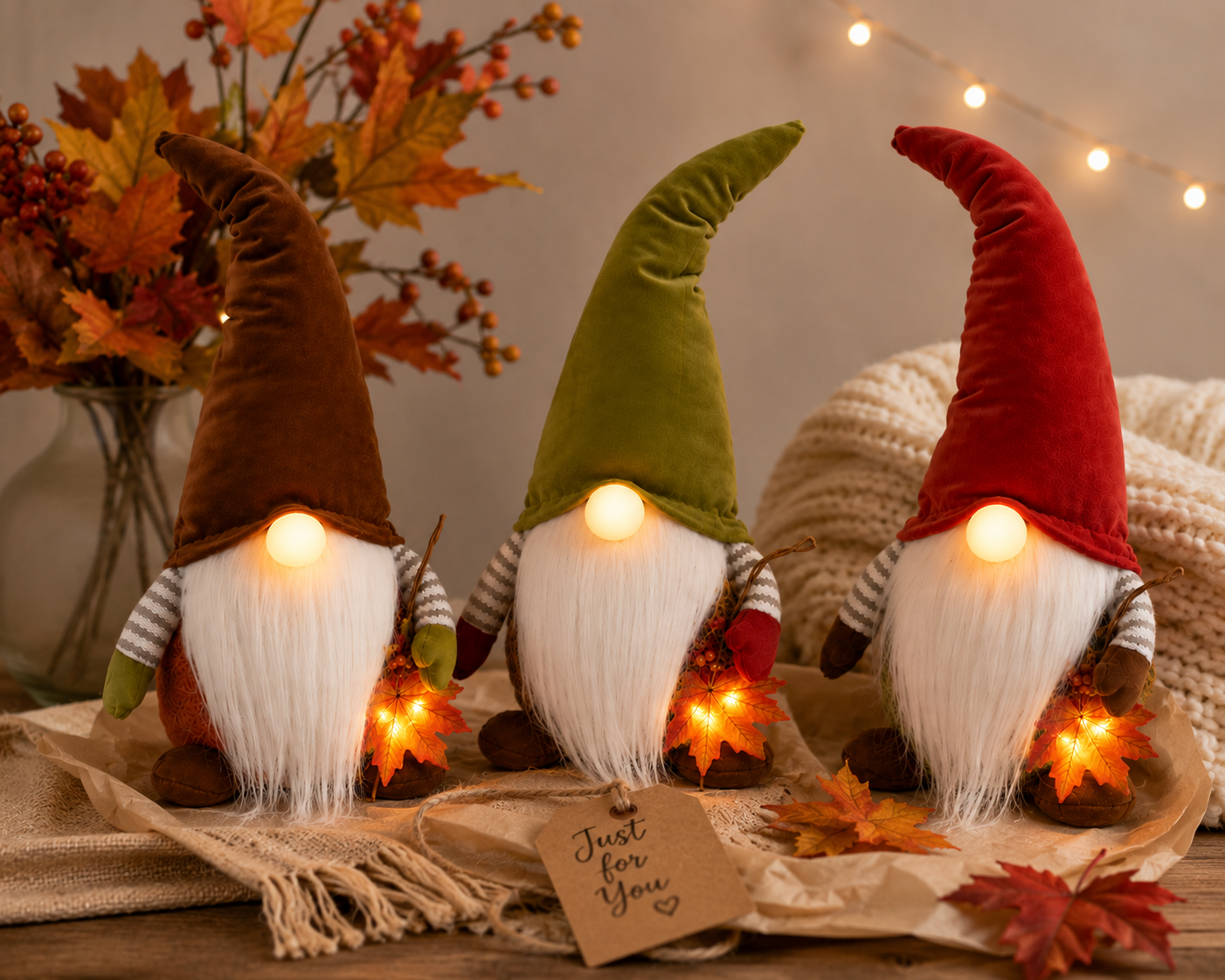Light-Up Autumn Gnome Decoration