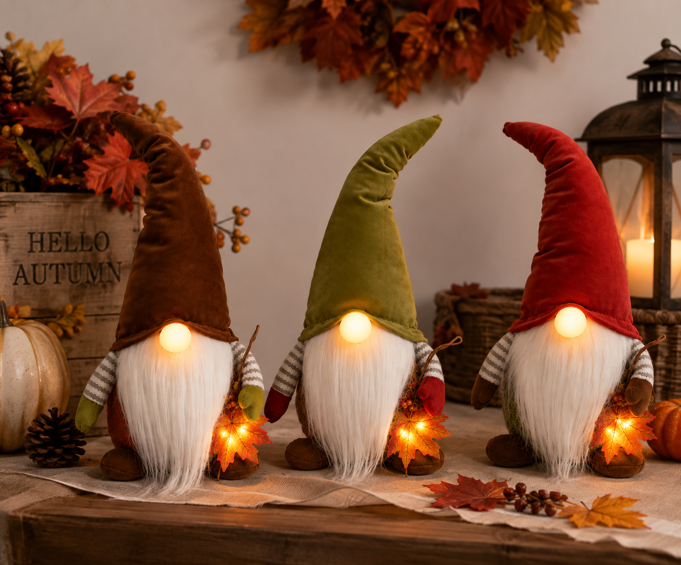 Light-Up Autumn Gnome Decoration