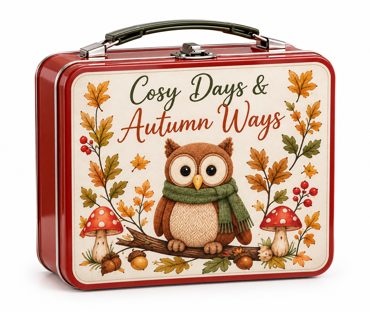 Cosy Days & Autumn Ways – Woodland Owl Metal Lunch Tin  Exclusive to Forever Gnomes UK