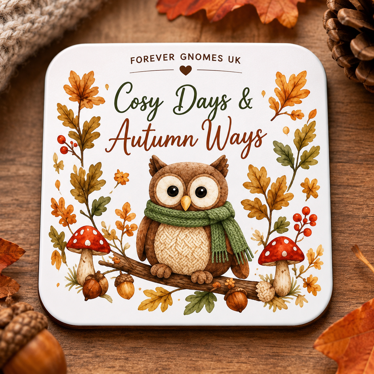 Cosy Days & Autumn Ways – Owl Coaster