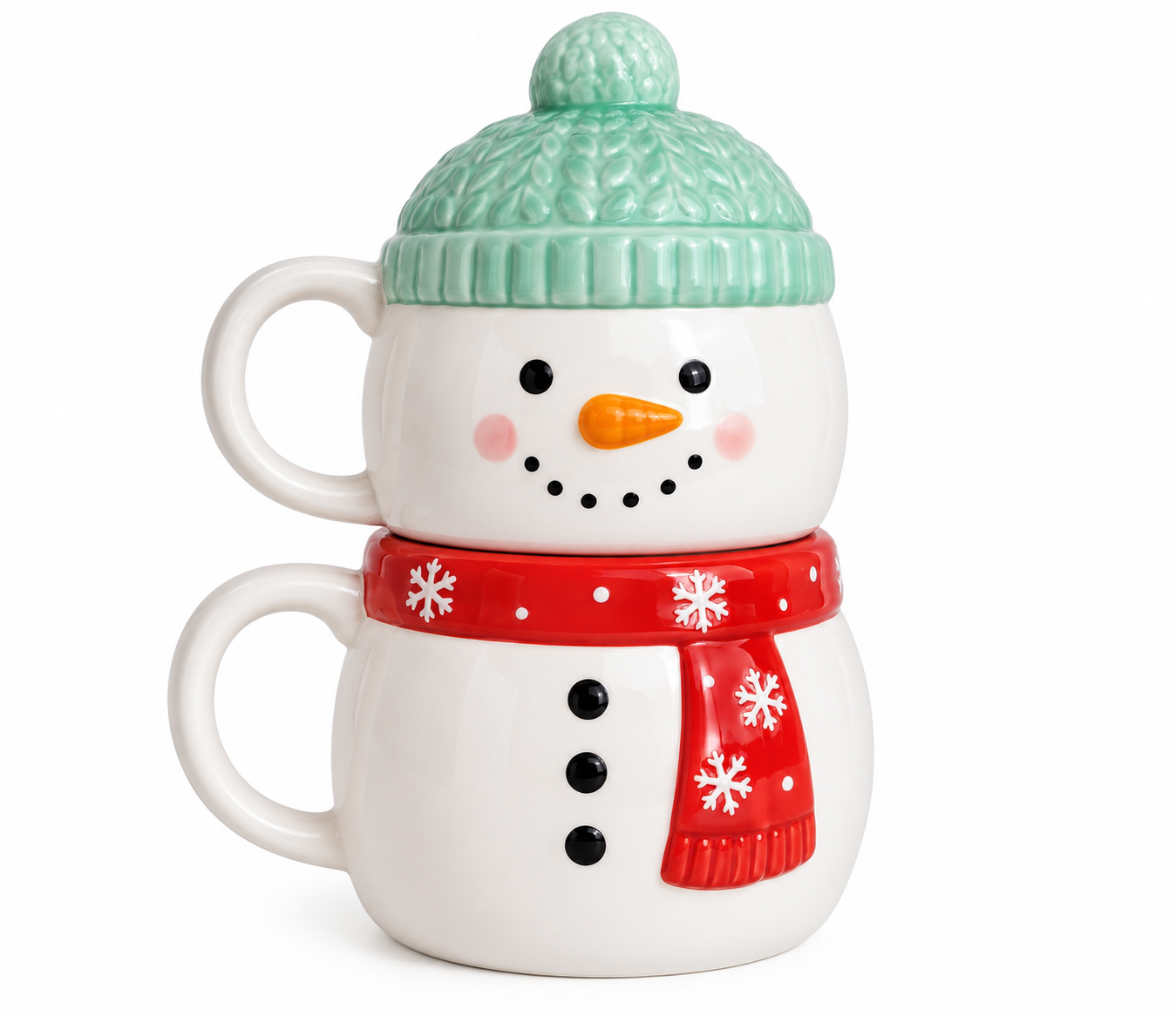 Christmas Snowman Mug Set for Two – Ceramic Hot Chocolate Mugs with Gift Box