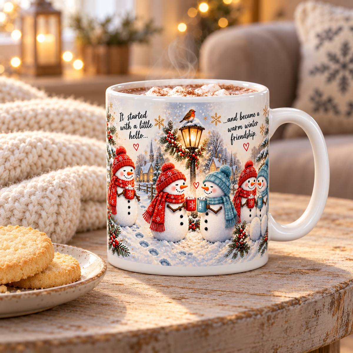 Warm Winter Friendship Snowman Mug – 11oz Ceramic Best Friend Gift