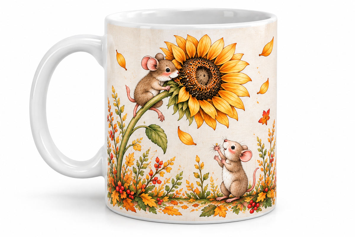 The Sunflower Thief – Autumn Mouse 11oz Ceramic Mug