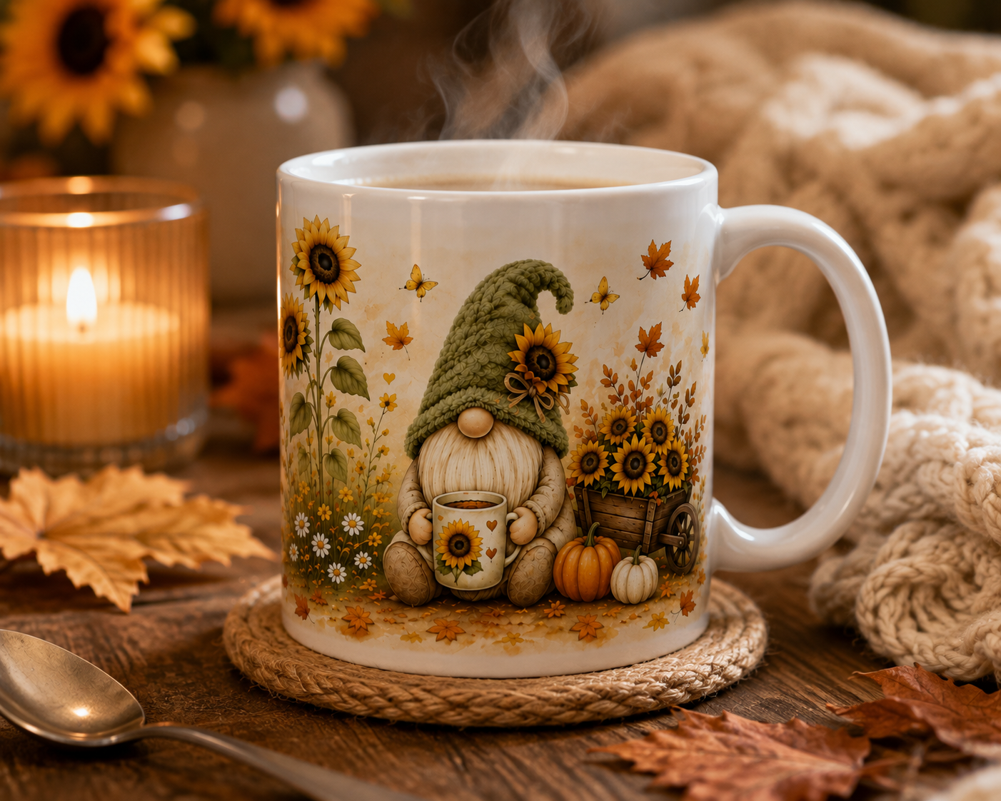 Autumn Sunflower Gnome 11oz Mug