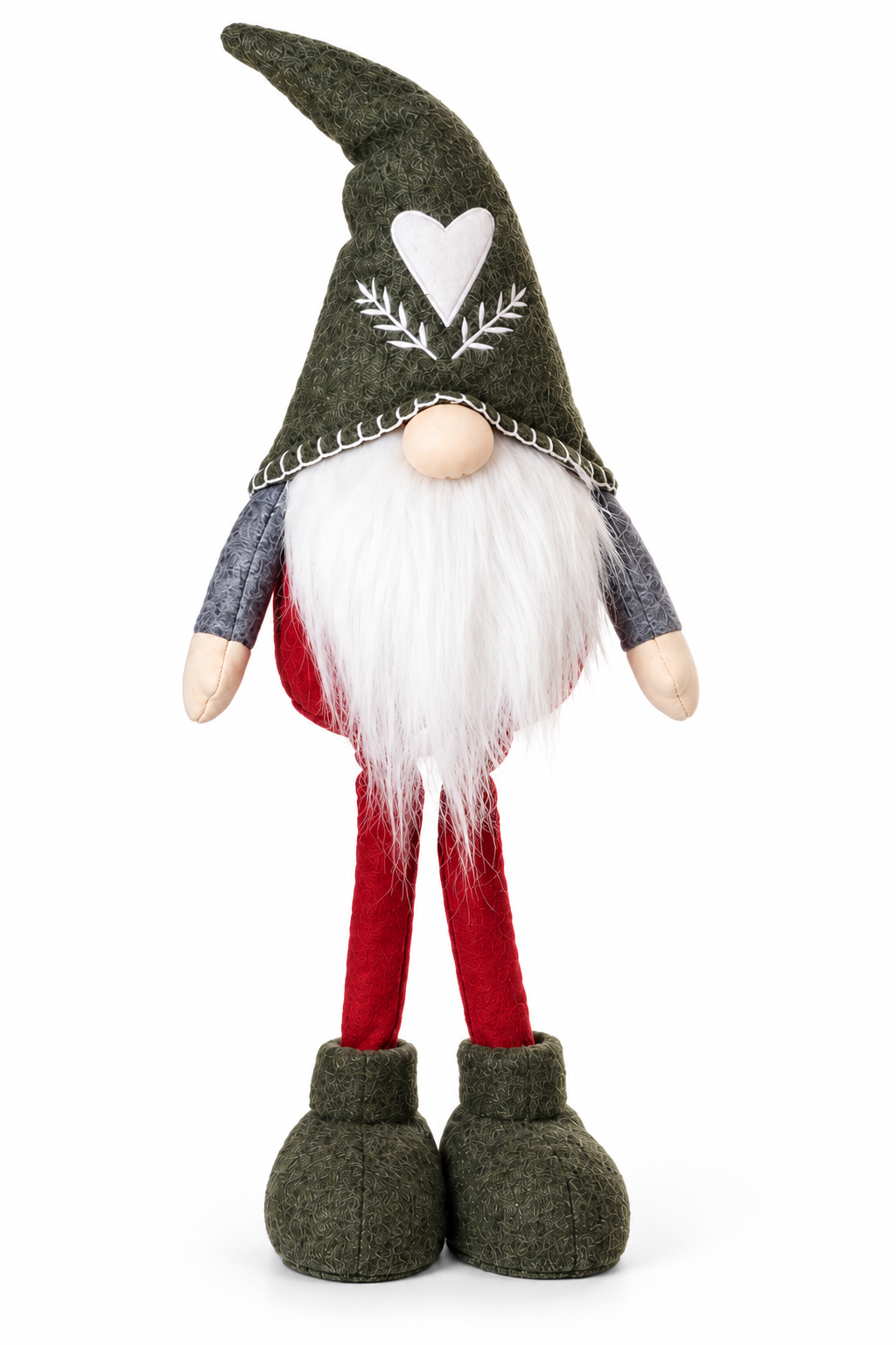 Christmas Nordic Gnome Decoration – Long Legged Standing Gonk – Red, Green or Grey – 57cm Festive Ornament