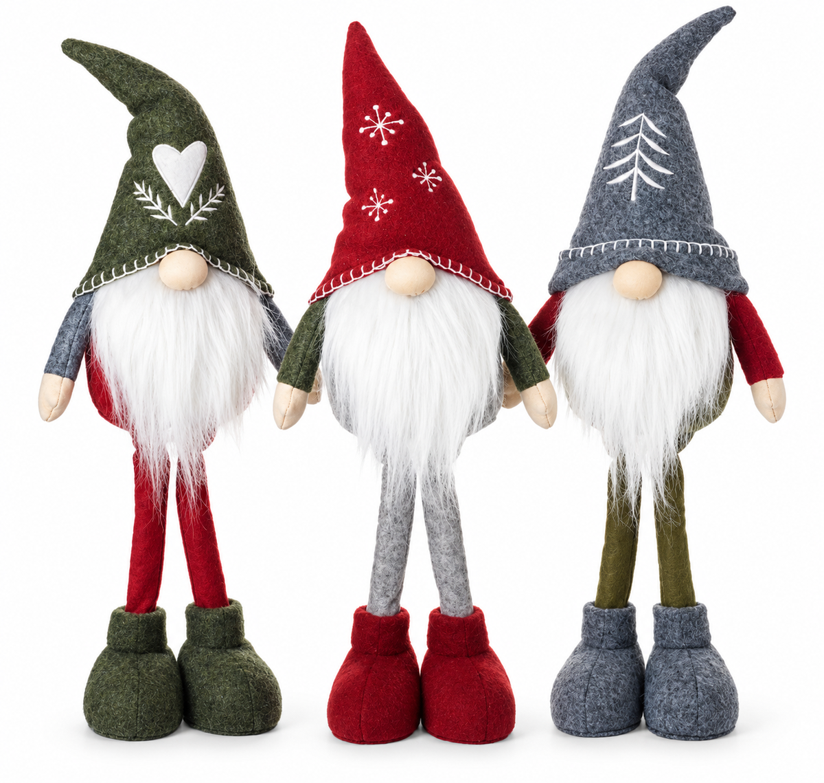 Christmas Nordic Gnome Decoration – Long Legged Standing Gonk – Red, Green or Grey – 57cm Festive Ornament